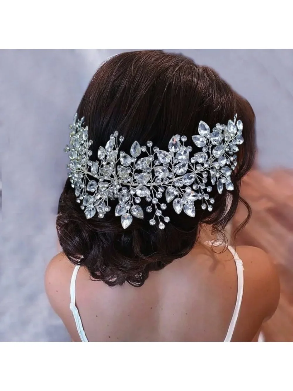 Women's Silver Sparkling Rhinestone Bridal Head Band Wedding Headpiece